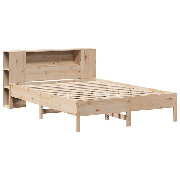 vidaXL Cama com estante sem colch&atilde;o 120x190 cm pinho maci&ccedil;o