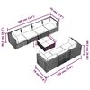 vidaXL 8 pcs conjunto lounge de jardim c/ almofad&otilde;es vime PE cinzento