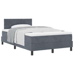 vidaXL Cama Box com colch&atilde;o Cinza Escuro 120 x 190 cm Veludo