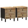 vidaXL Mesa de cabeceira 2 pcs 40x33,5x46 cm mangueira &aacute;spera maci&ccedil;a