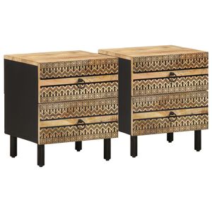vidaXL Mesa de cabeceira 2 pcs 40x33,5x46 cm mangueira &aacute;spera maci&ccedil;a