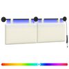 vidaXL Cabeceira suspensa Com luz LED Creme Tecido de Veludo Cotele