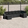 vidaXL 7 pcs conjunto de sof&aacute;s p/ jardim c/ almofad&otilde;es vime PE preto
