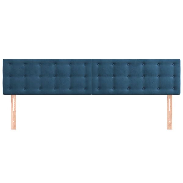 vidaXL Cabeceira de cama 2 pcs veludo 100x5x78/88 cm azul-escuro