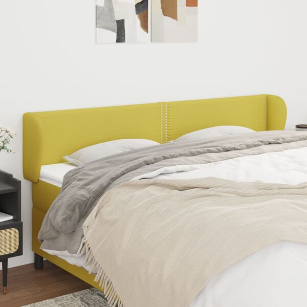 vidaXL Cabeceira de cama c/ abas tecido 183x23x78/88 cm verde