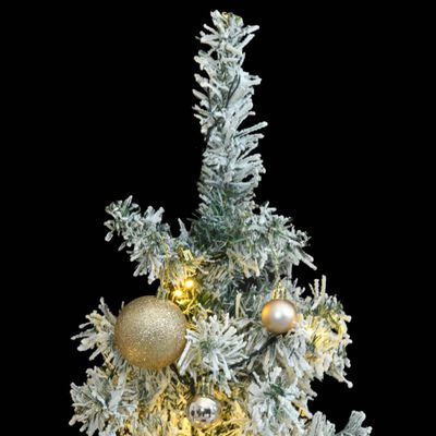 vidaXL Árvore de Natal fina c/ 300 luzes LED conj. bolas e neve 300 cm
