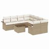vidaXL Conjunto de Sof&aacute; de Jardim 9 unid. Bege vime PE