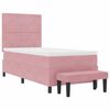 vidaXL Cama Box com colch&atilde;o com cabeceira Rosa 100 x 200 cm Veludo