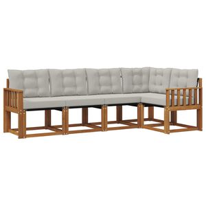 vidaXL Conjunto de Sof&aacute;s para Exterior 5 pcs Cinza Natural e Claro