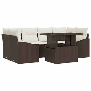 vidaXL Conjunto de Sof&aacute; de Jardim 7 pcs Castanho Rattan Sint&eacute;tico