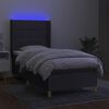 vidaXL Cama box spring c/ colch&atilde;o e LED 100x200 cm tecido cinza-escuro