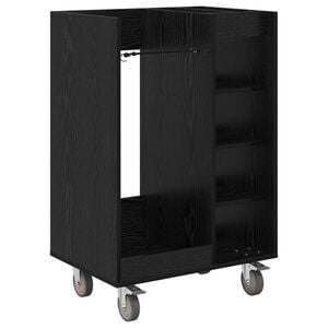 vidaXL Arm&aacute;rio de Golfe com roda Liso Carvalho Preto 65 x 45 x 98 cm