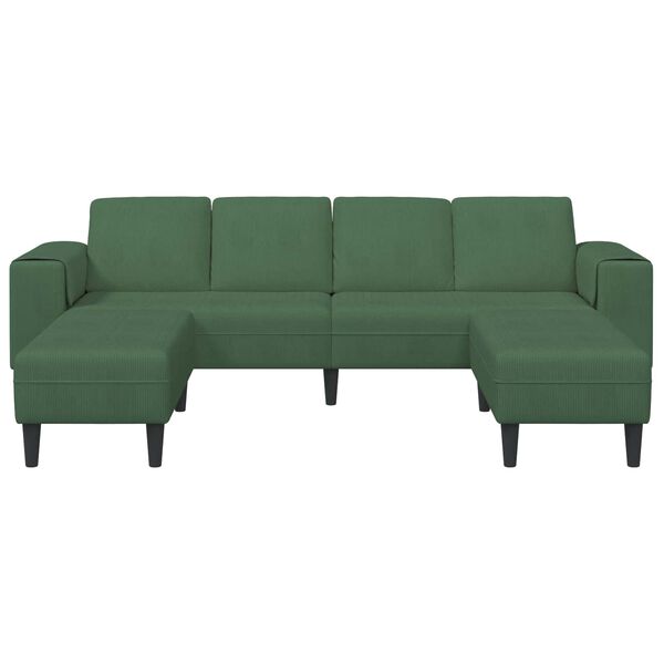 vidaXL Sof&aacute; Verde Escuro 250 x 188 x 76 cm Tecido de Veludo Cotele