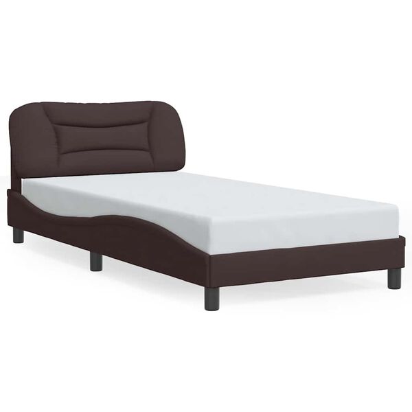 vidaXL Estrutura de cama sem colch&atilde;o Hvar 100x200 cm tecido castanho-escuro