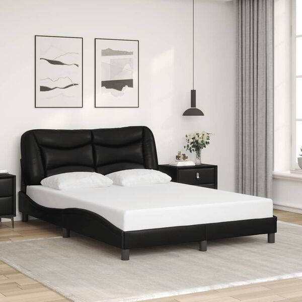 vidaXL Estrutura de cama sem colch&atilde;o Hvar 140x200 cm couro artificial preto