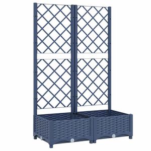 vidaXL Vaso de jardim com treli&ccedil;a azul-acinzentado 80x40x121,5 cm PP