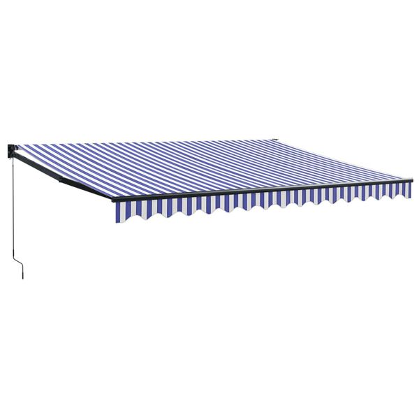 vidaXL Toldo retr&aacute;til 4x3 m tecido e alum&iacute;nio azul e branco