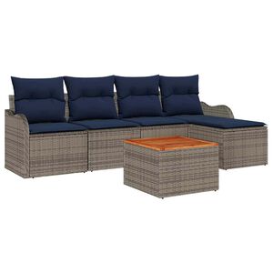 vidaXL Conjunto de Sof&aacute; de Jardim 6 unid. Cinzeto vime PE