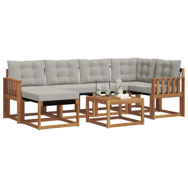 vidaXL Conjunto de Sof&aacute;s para Exterior 7 pcs Cinza Natural e Claro