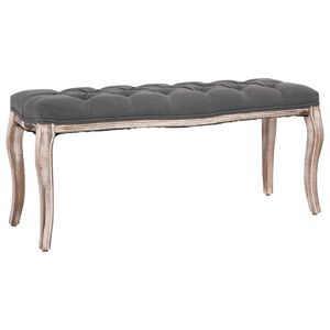 vidaXL Banco em linho e madeira maci&ccedil;a 110x38x48 cm cinzento-escuro