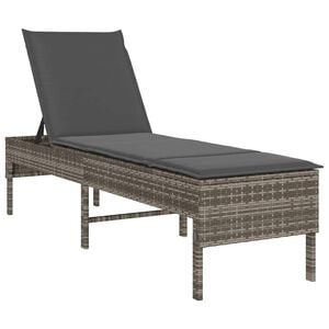 vidaXL Espregui&ccedil;adeira com almofad&atilde;o 55x200x44cm vime PE cinzento