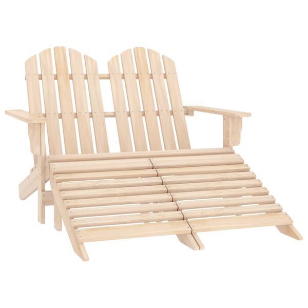 vidaXL Cadeira de jardim e otomano Adirondack 2 lugares abeto
