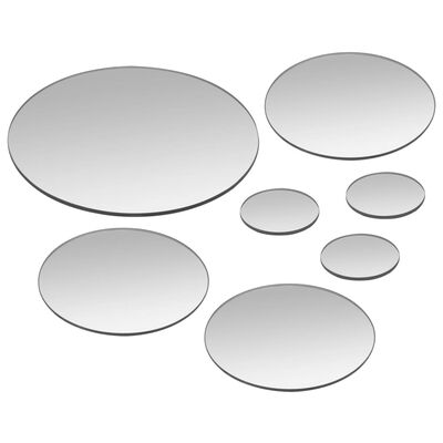 vidaXL Conjunto de espelhos de parede redondos 7 pcs vidro