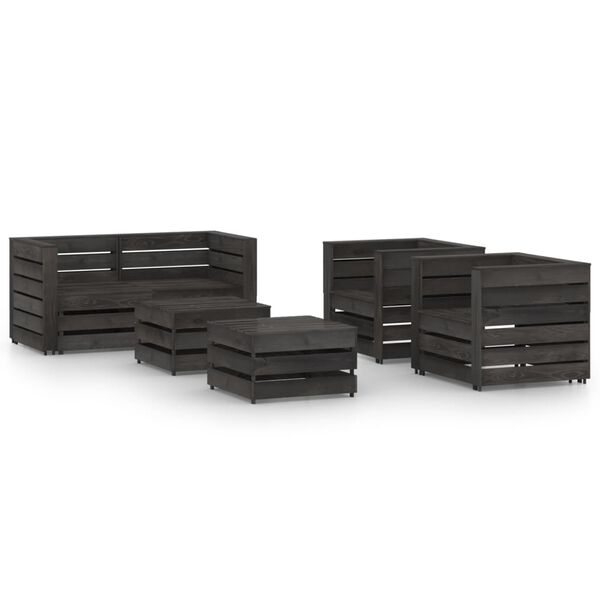 vidaXL 6 pcs conjunto lounge de jardim pinho impregnado cinzento