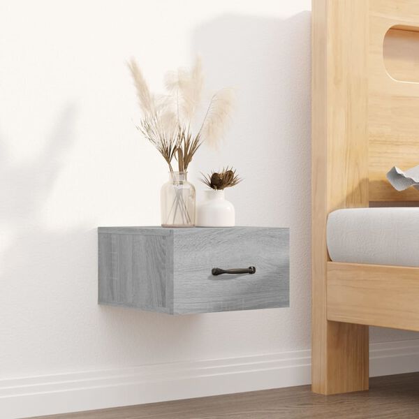 vidaXL Mesa de cabeceira montagem na parede 35x35x20cm cinzento sonoma