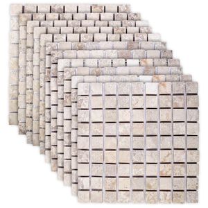 vidaXL Azulejos de Mosaico Creme 30 x 30 cm M&aacute;rmore