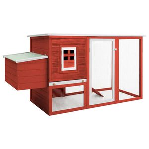 vidaXL Galinheiro de exterior com gaiola para ovos madeira vermelho