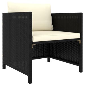 vidaXL Sof&aacute; de jardim com almofad&otilde;es vime PE preto