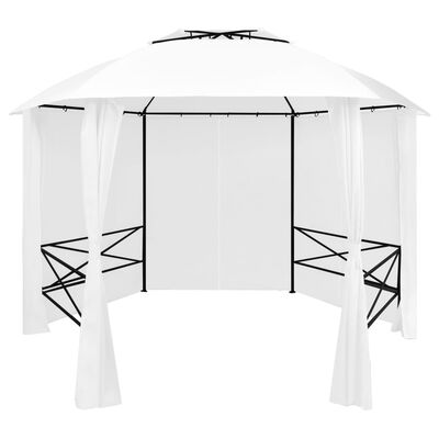 vidaXL Tenda de jardim com cortinas 360x312x265 cm 180 g/m² branco
