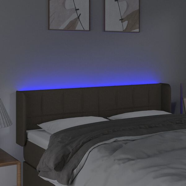 vidaXL Cabeceira de cama c/ luzes LED 147x16x78/88cm cinza-acastanhado