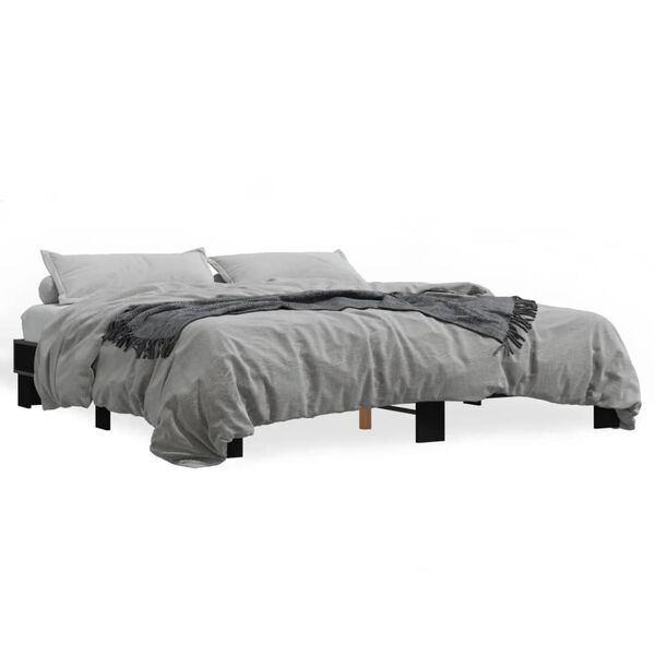 vidaXL Estrutura de cama 200x200 cm derivados de madeira/metal preto