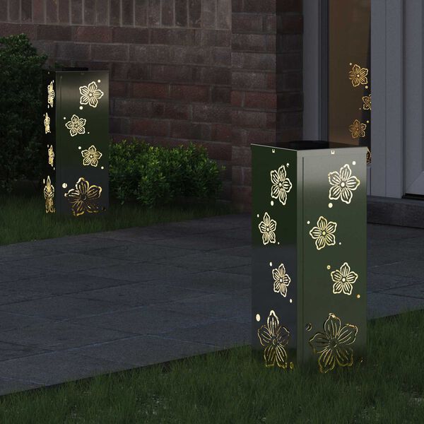 vidaXL Luz Solar LED de Caminho 2 pcs Ferro Enferrujado Galvanizado