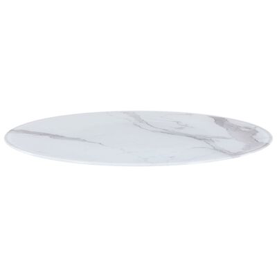 vidaXL Tampo de mesa Ø80 cm vidro com textura de mármore branco