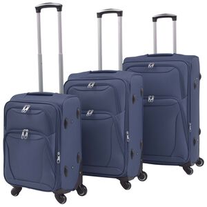vidaXL Conjunto de tr&oacute;leis em estojo mole 3 pcs azul-marinho
