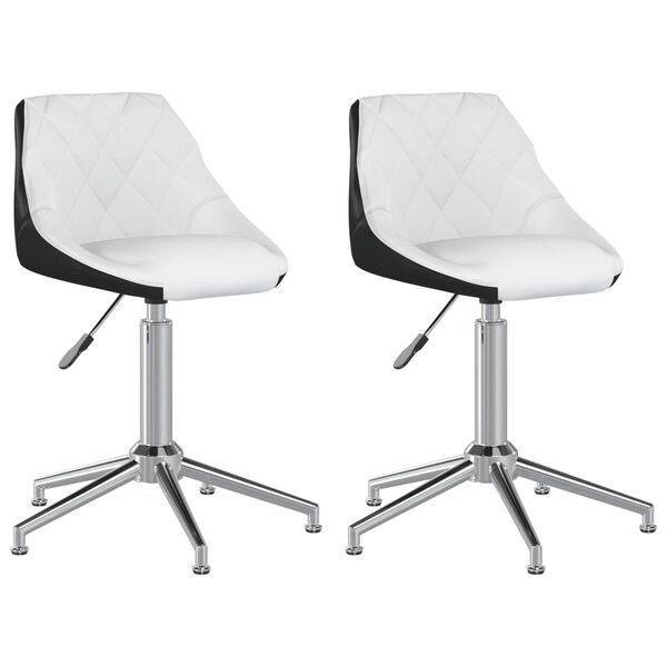vidaXL Cadeiras jantar girat&oacute;rias 2 pcs couro artificial branco/preto