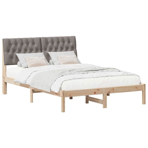 vidaXL Estrutura de Cama com Cabeceira Estofada Castanho 150 x 200 cm