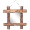 vidaXL Espelho de troncos 50x50 cm madeira de teca reciclada natural