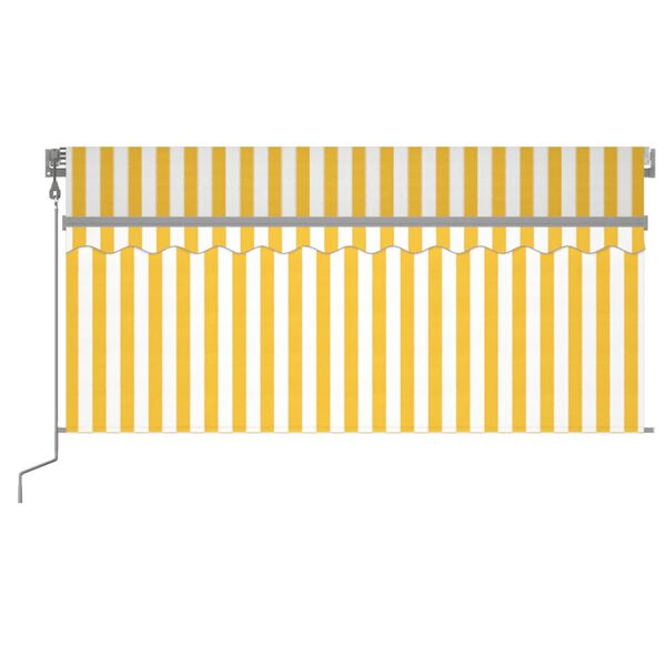 vidaXL Toldo retr&aacute;til autom&aacute;tico com estore 3,5x2,5 m amarelo e branco