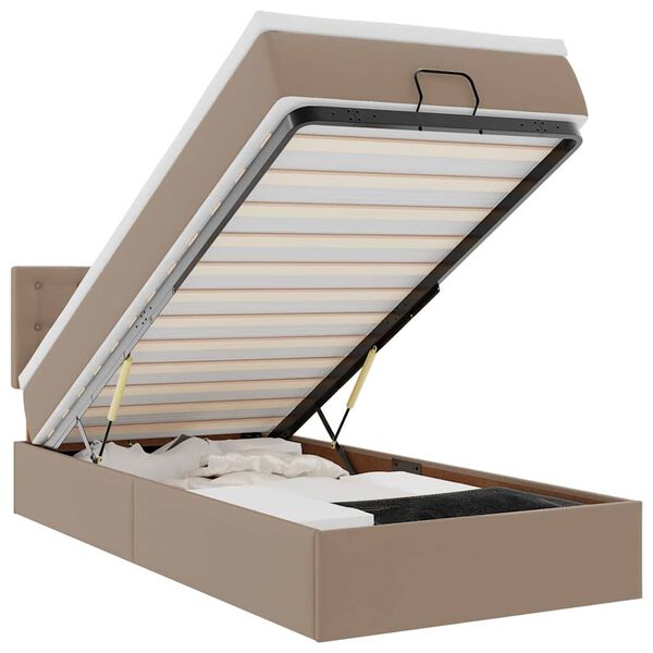 vidaXL Estrutura de cama otomana com colch&atilde;o cappucino 90x200 cm