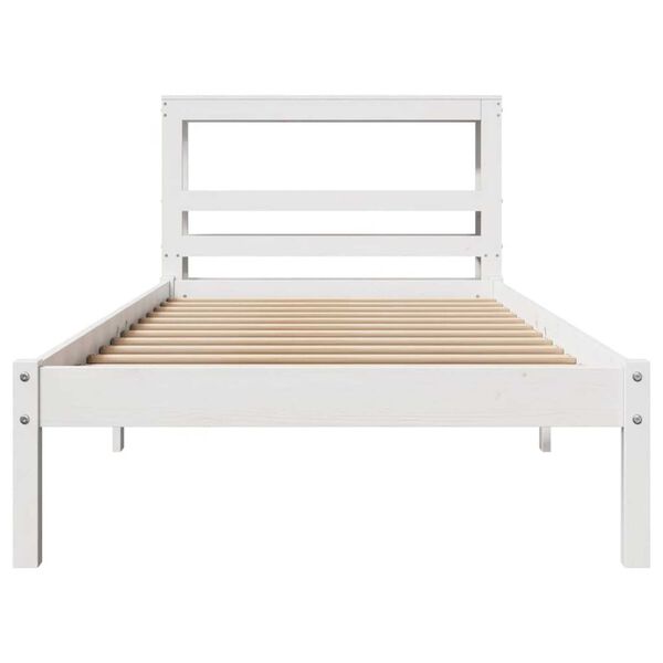 vidaXL Cama sem colch&atilde;o 90x190 cm madeira de pinho maci&ccedil;a branco
