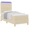 vidaXL Cama Box Spring LED com colch&atilde;o Creme 90 x 190 cm tecido