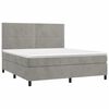 vidaXL Cama box spring c/ colch&atilde;o/LED 160x200 cm veludo cinzento-claro