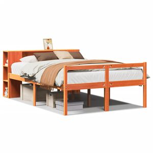 vidaXL Cama com estante sem colch&atilde;o 150x200 cm madeira maci&ccedil;a