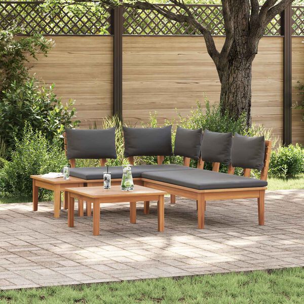 vidaXL Conjunto de Sof&aacute; de Jardim 4 pcs Marrom e Cinza
