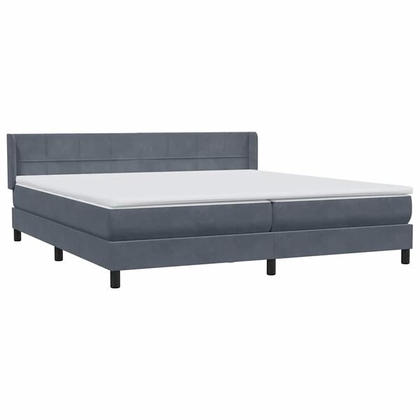 vidaXL Cama com molas/colch&atilde;o 180x210 cm veludo cinzento-escuro