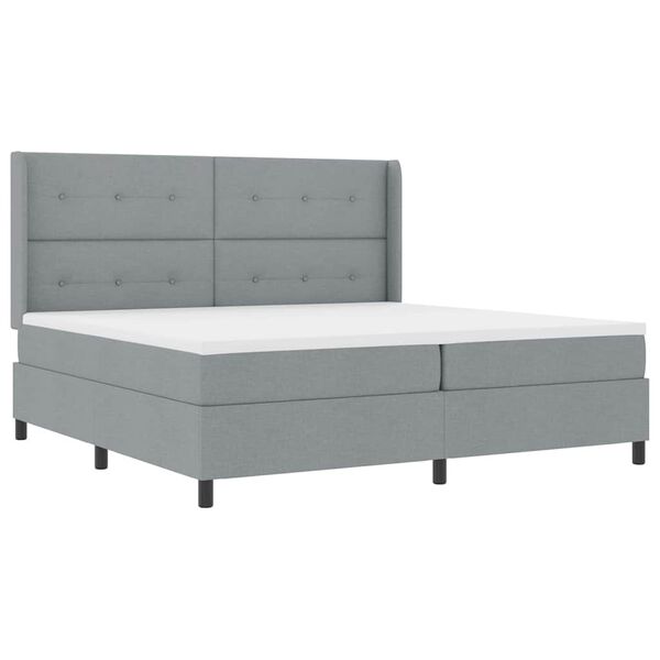 vidaXL Cama Box com colch&atilde;o Cinzento-claro 200 x 200 cm tecido